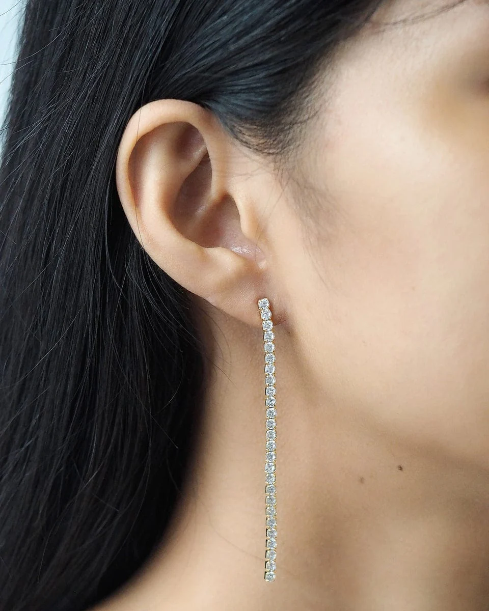 Long Linear CZ Earrings - Image 5