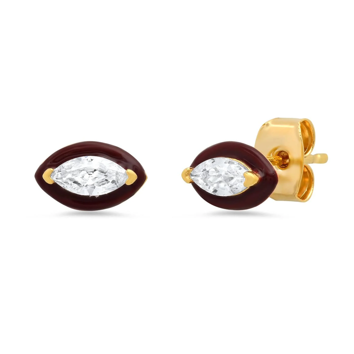 Marquis CZ Studs With Enamel Bezel - Image 3