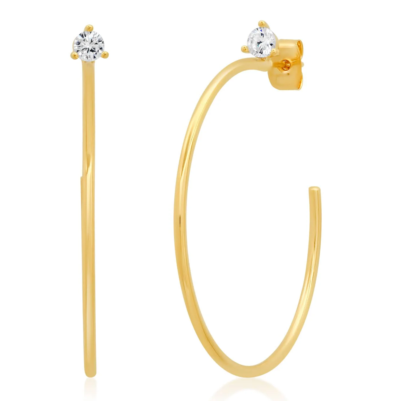 Medium Gold Hoops with CZ Accent | 40mm