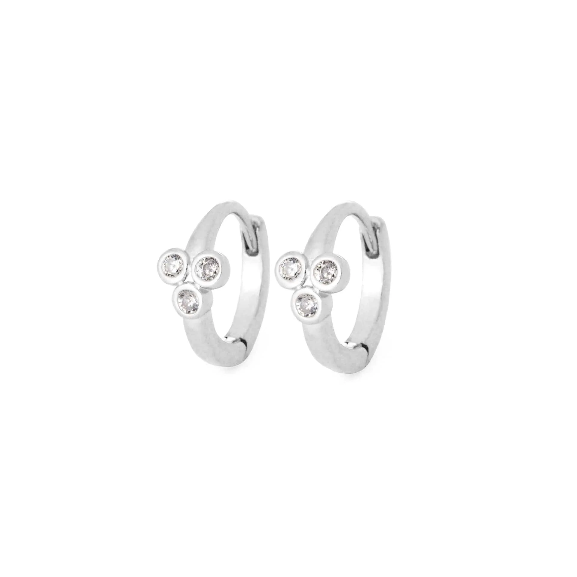 Mini Cubic Zirconia Cluster Huggie Earrings - Image 2