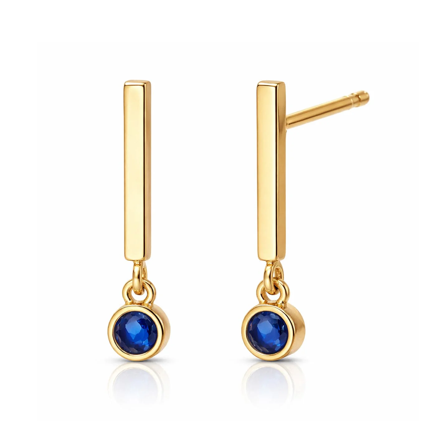 Mini Stick Earring With Cobalt Stone Accent