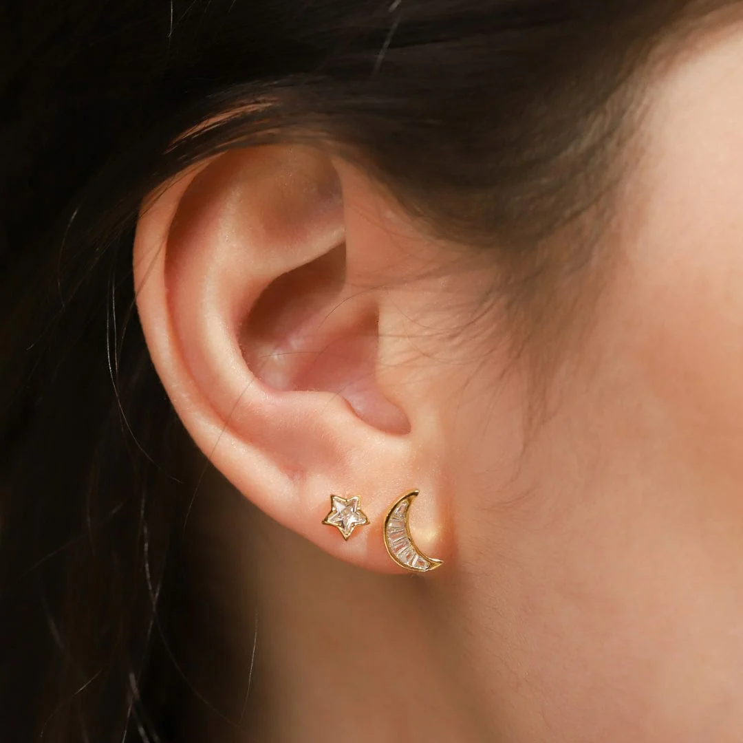 Mismatched Celestial Baguette CZ Studs - Image 2