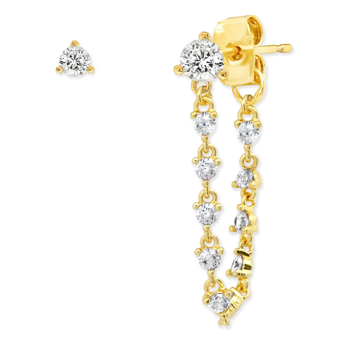 Mismatched CZ Drop & Stud Earrings