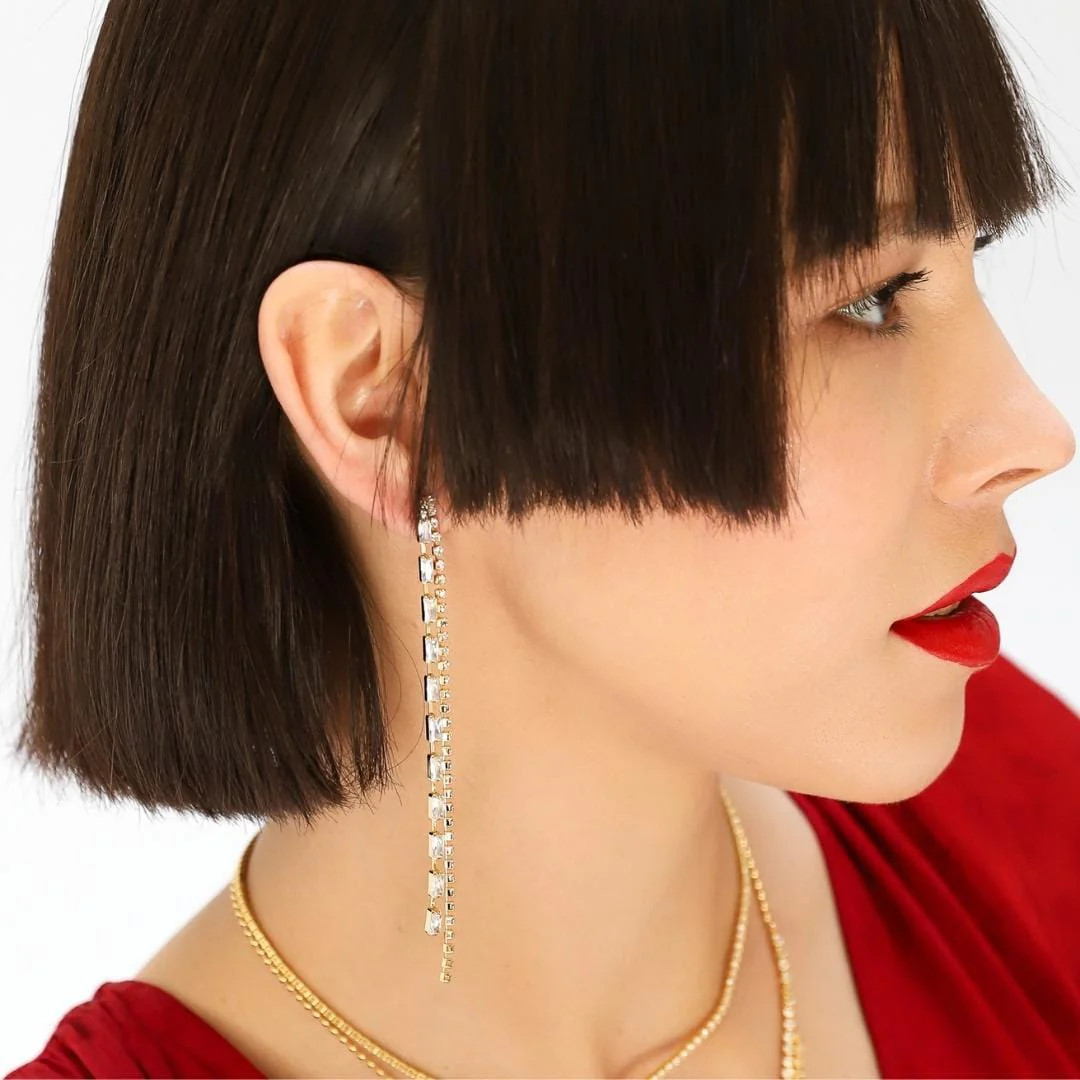 Multi-Chain CZ Linear Earrings - Image 2