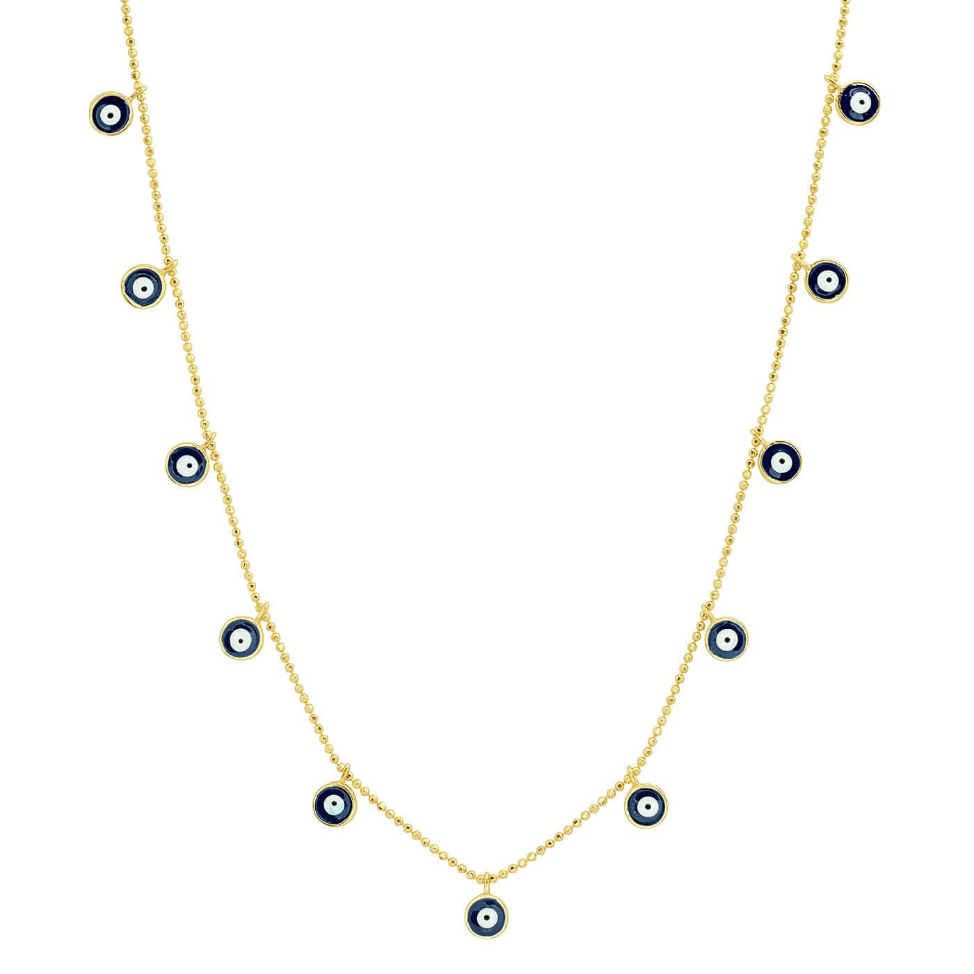 Enamel Evil Eye Drop Necklace