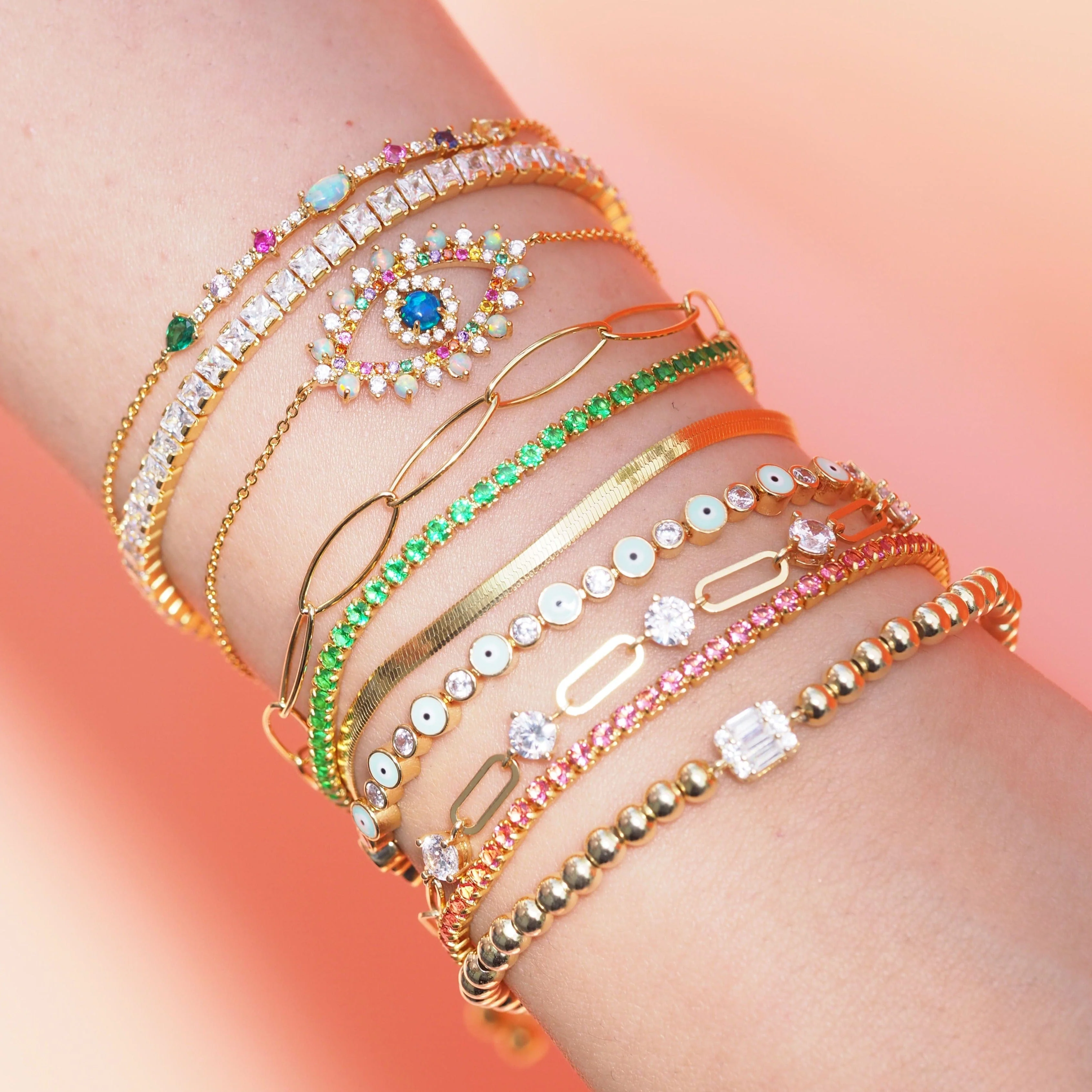 Opal Evil Eye Chain Bracelet - Image 2