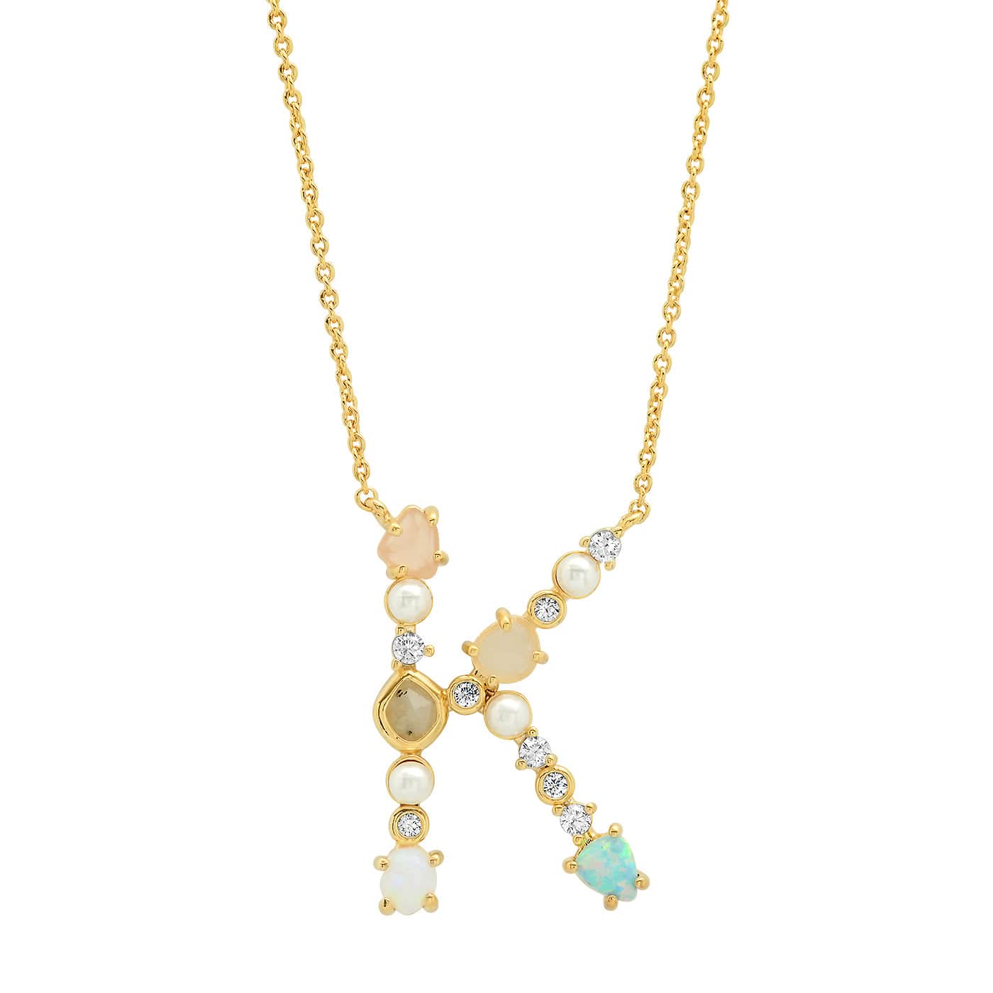 Opal & Pearl Initial Necklace - Image 12