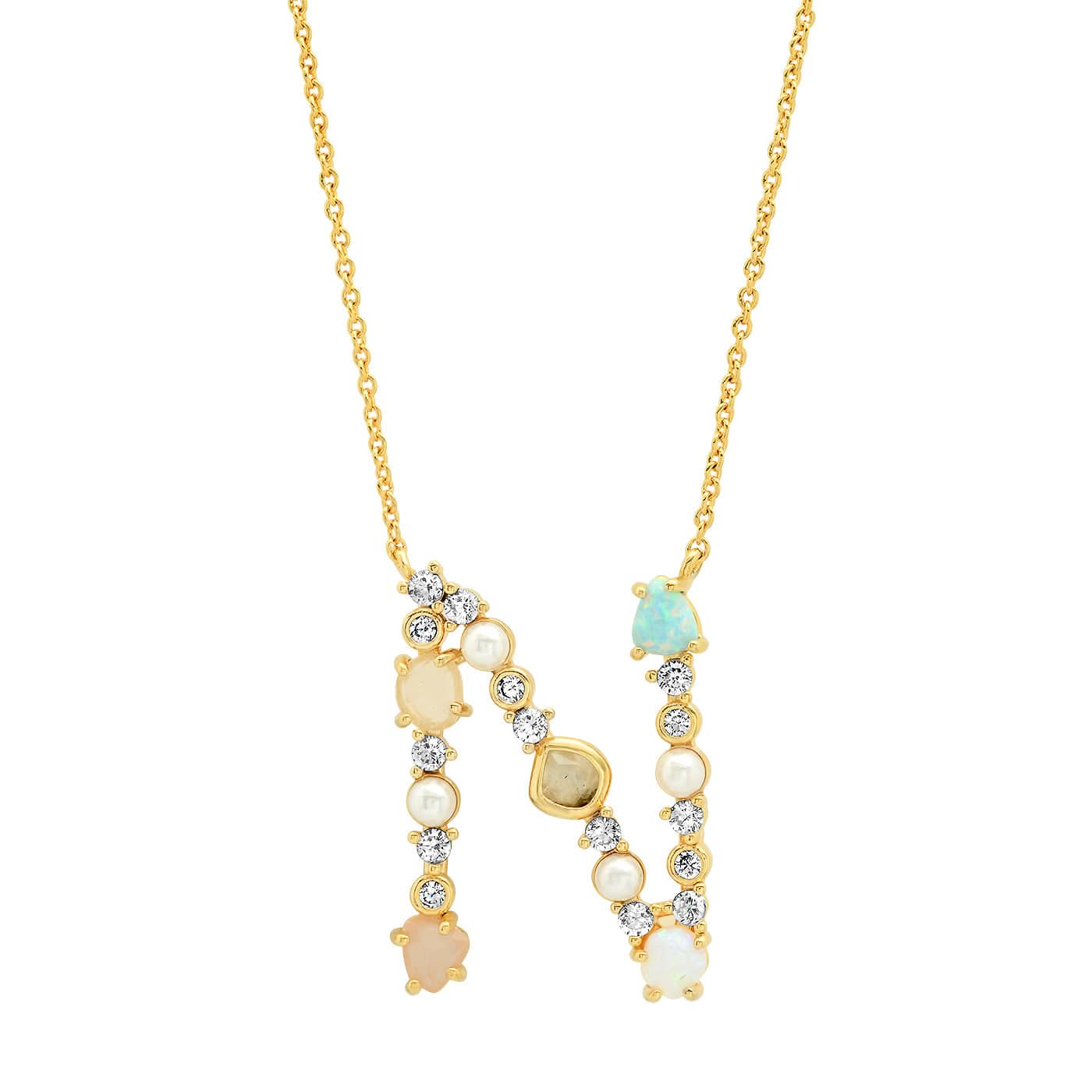 Opal & Pearl Initial Necklace - Image 15