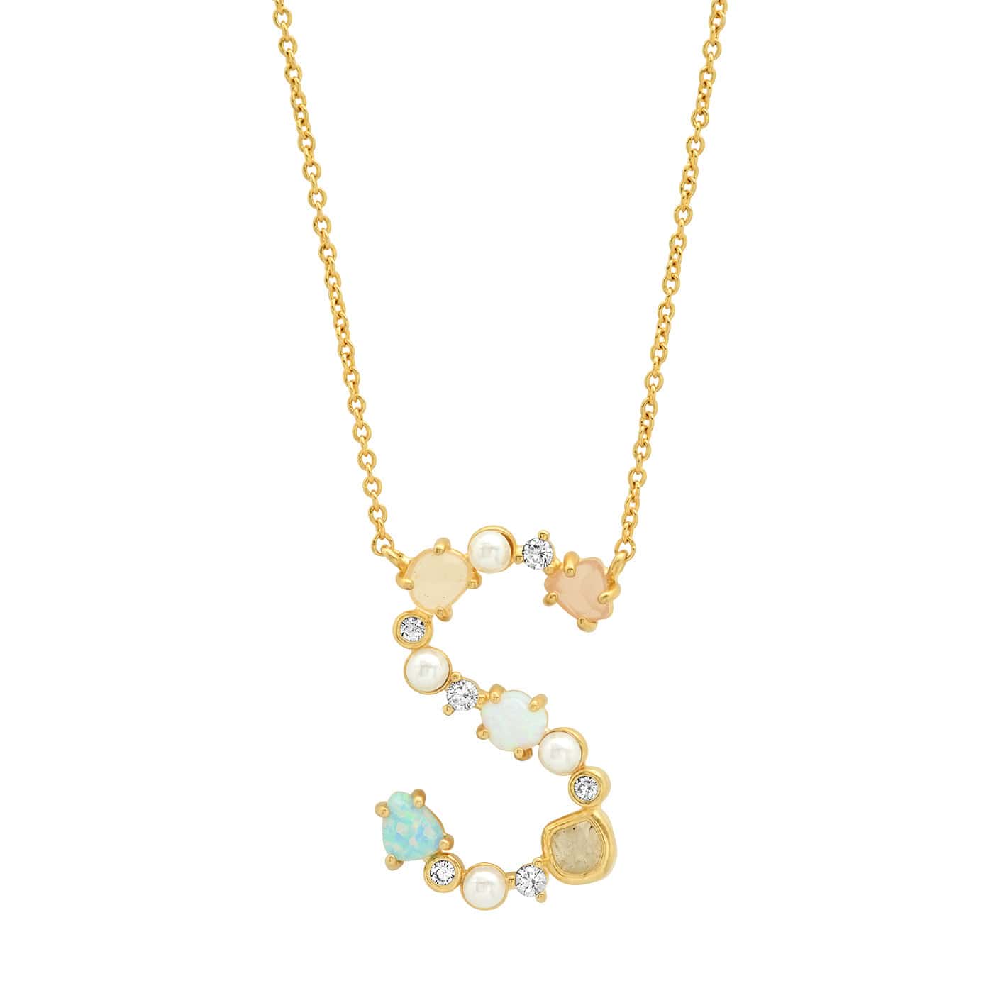 Opal & Pearl Initial Necklace - Image 19