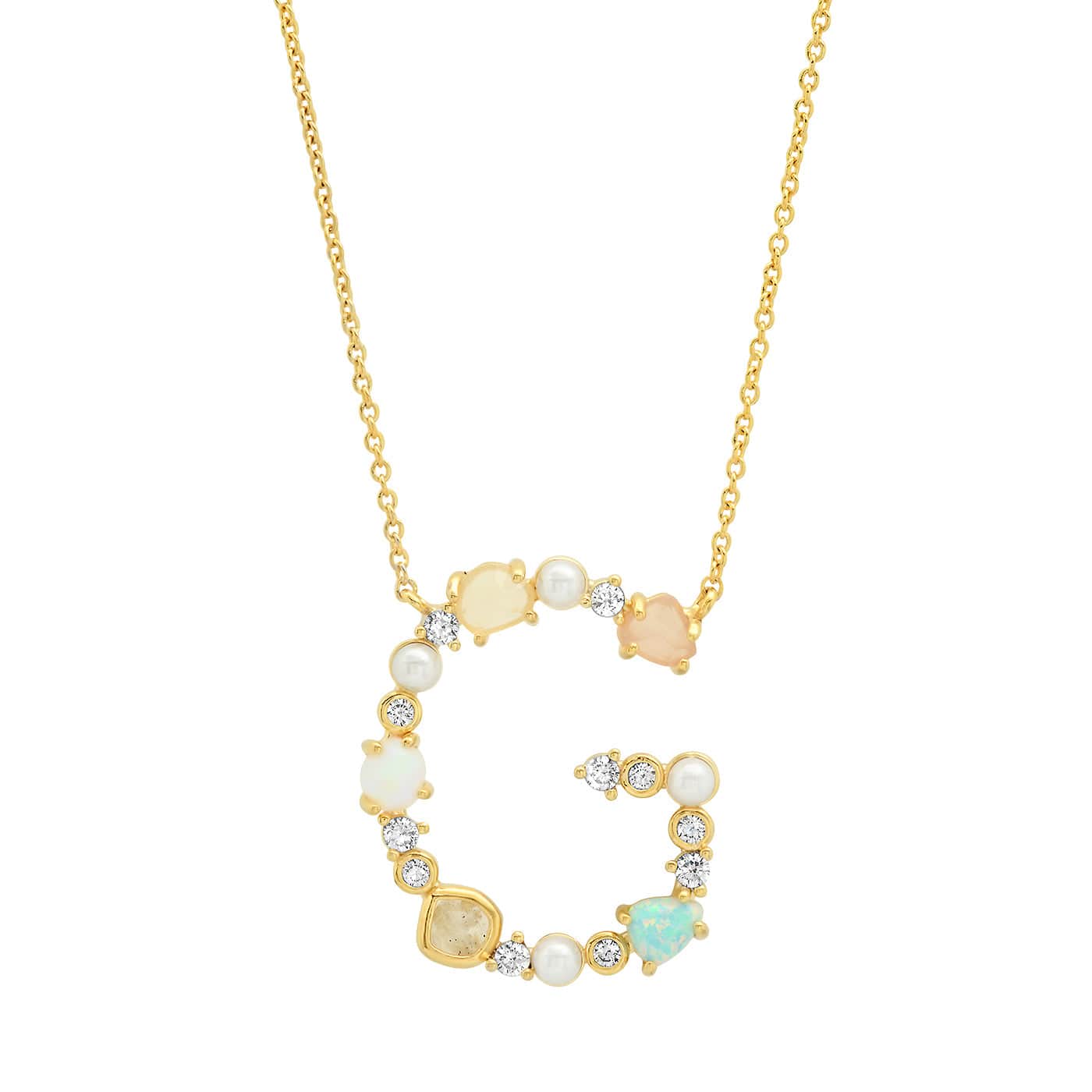 Opal & Pearl Initial Necklace - Image 8