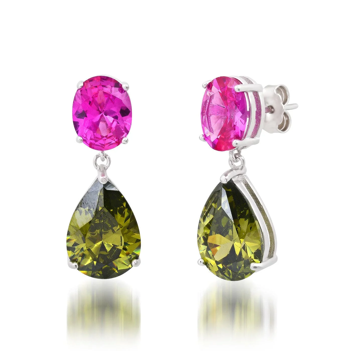 Oval and Pear Glass Drop Earrings