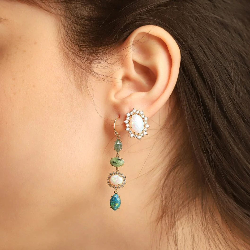 Oval Opal and CZ Stud - Image 2