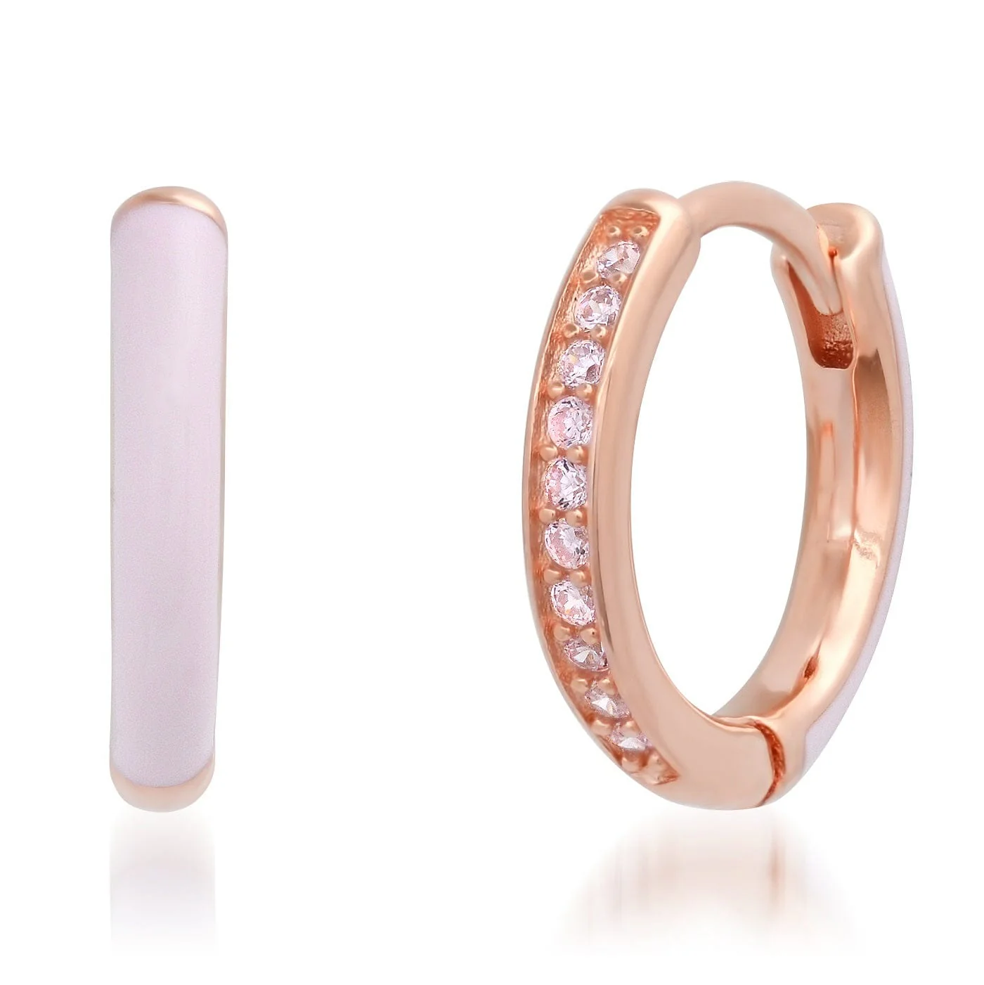 Pave CZ and Enamel Reversible Huggies - Image 3