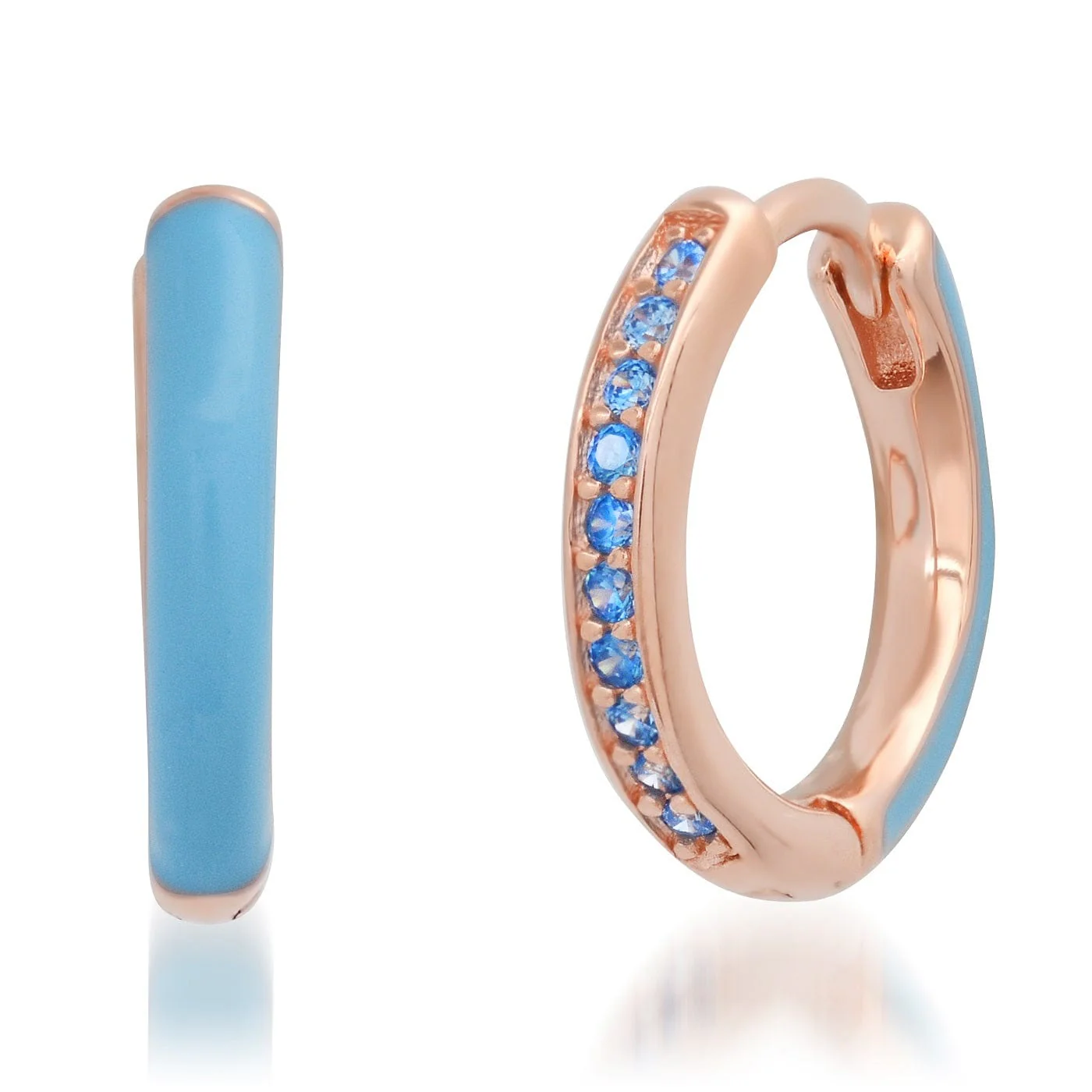Pave CZ and Enamel Reversible Huggies - Image 5