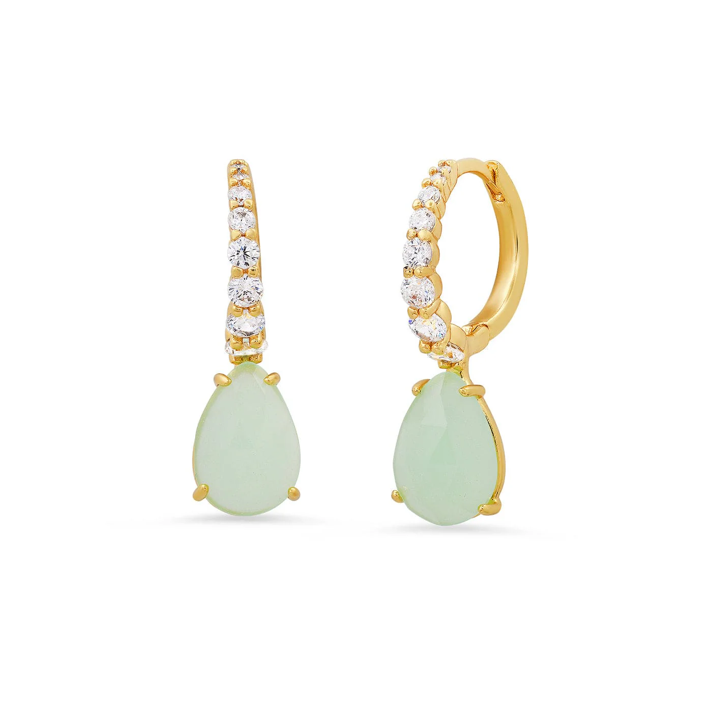 Pave CZ Huggies with Pear Drop - Image 2