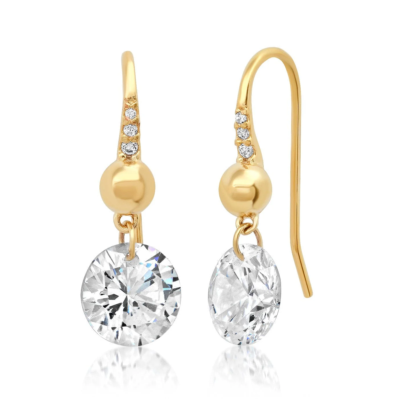 Pave French Wire Earring With Solitaire Floating Cz