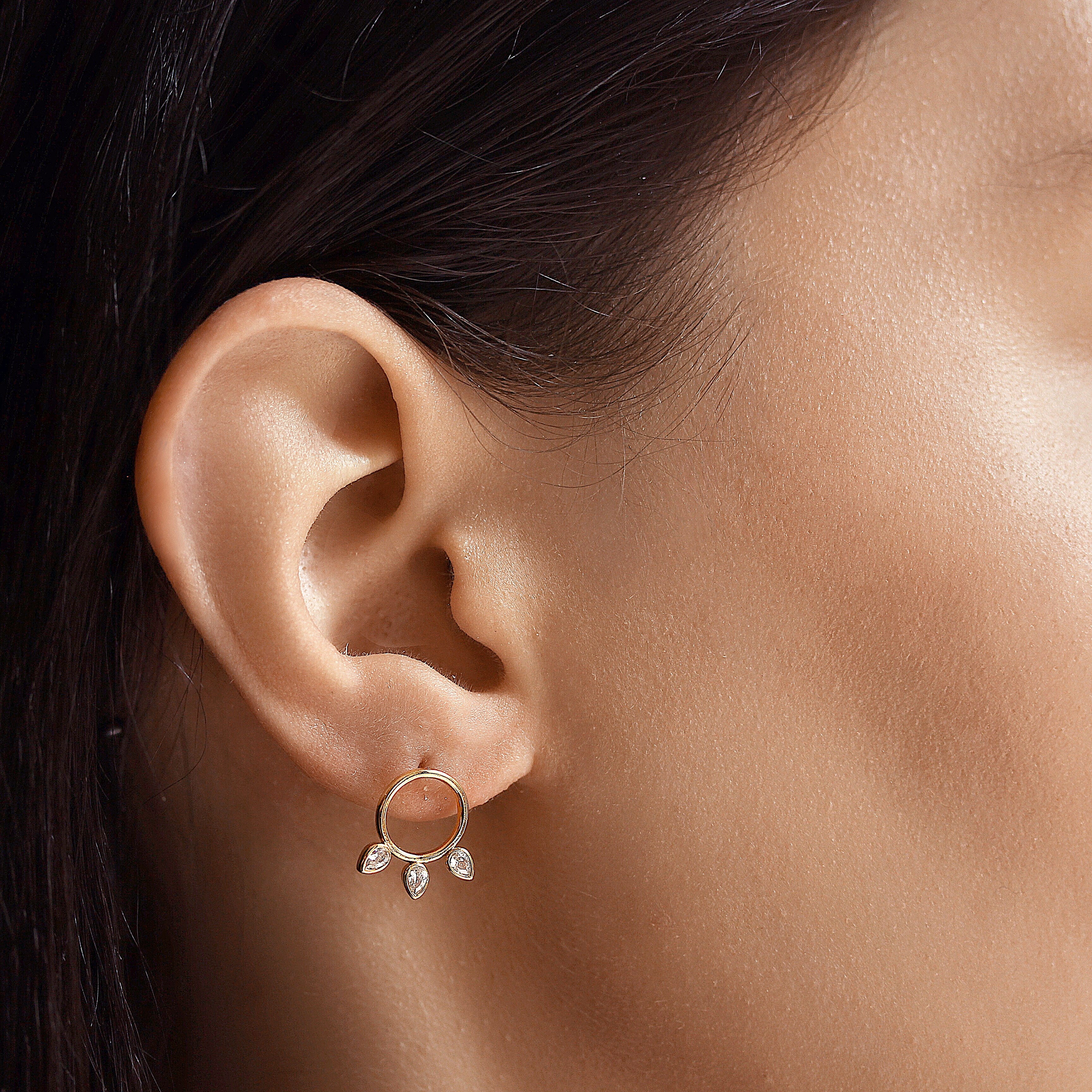Pave Sideways Hoops With Baguette Accents - Image 2