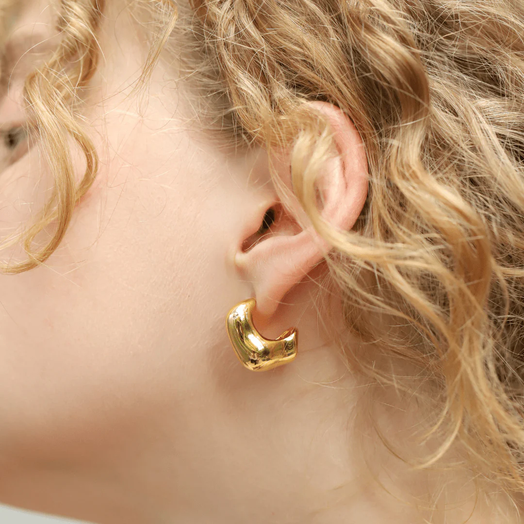 Pear Shaped Gold Huggie - Image 2
