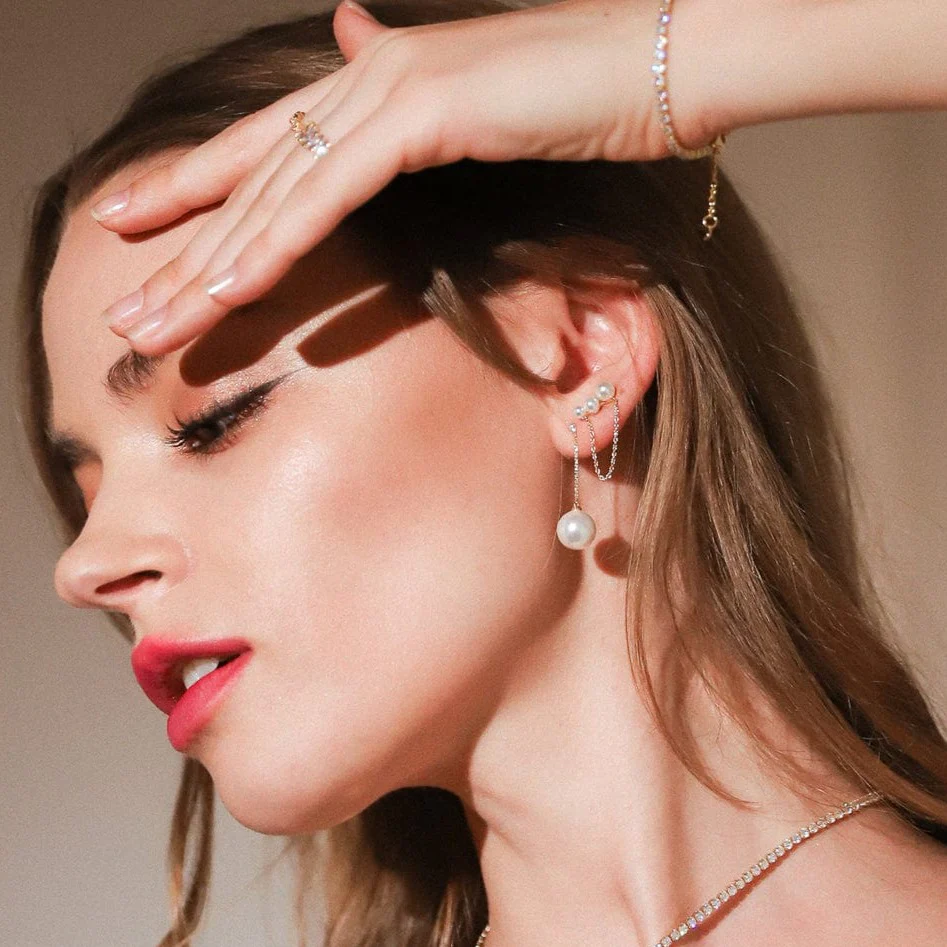 Pearl and Chain Studs - Image 3