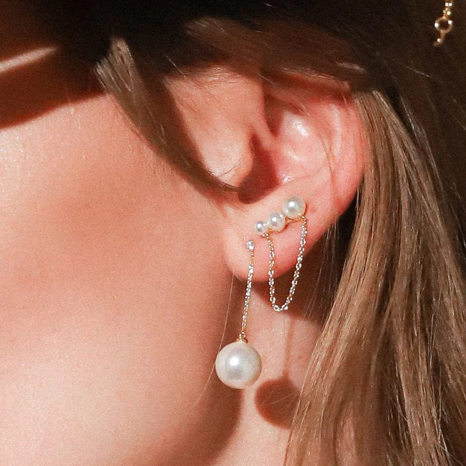 Pearl and Chain Studs - Image 4