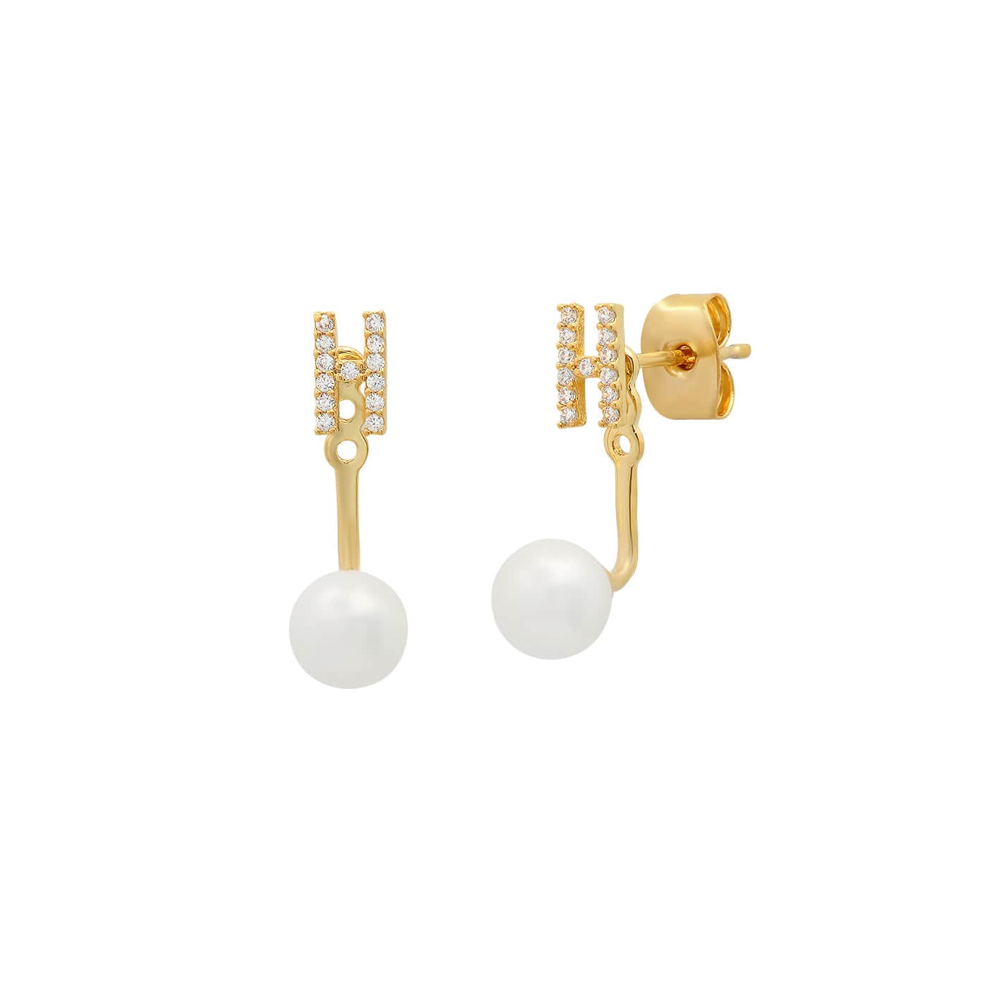 Pearl And CZ Monogram Ear Jacket - Image 10
