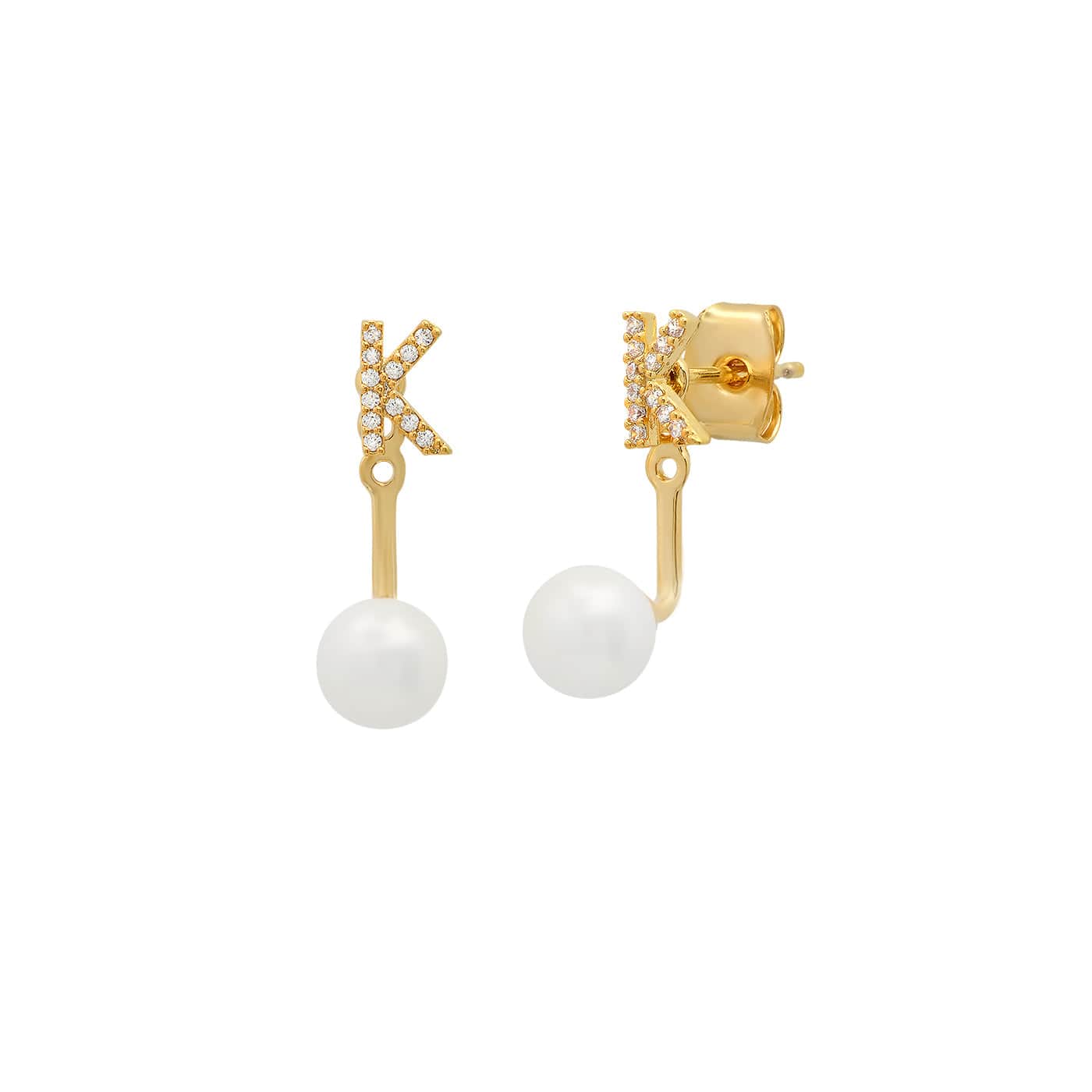 Pearl And CZ Monogram Ear Jacket - Image 14
