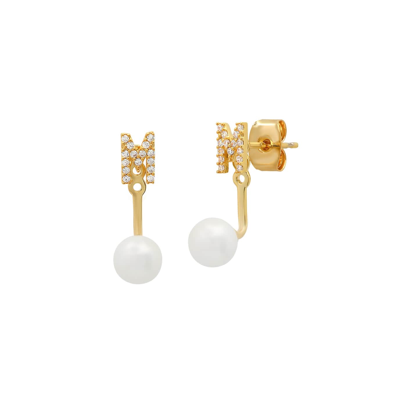 Pearl And CZ Monogram Ear Jacket - Image 15