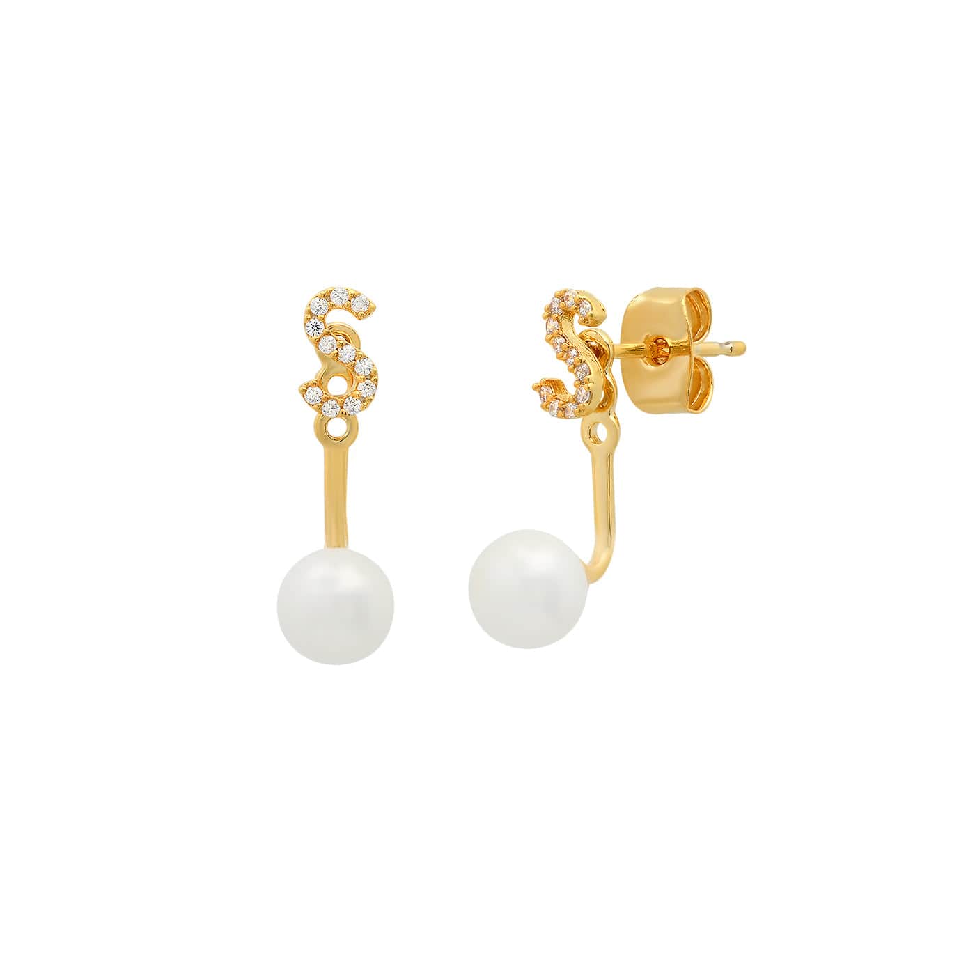 Pearl And CZ Monogram Ear Jacket - Image 22