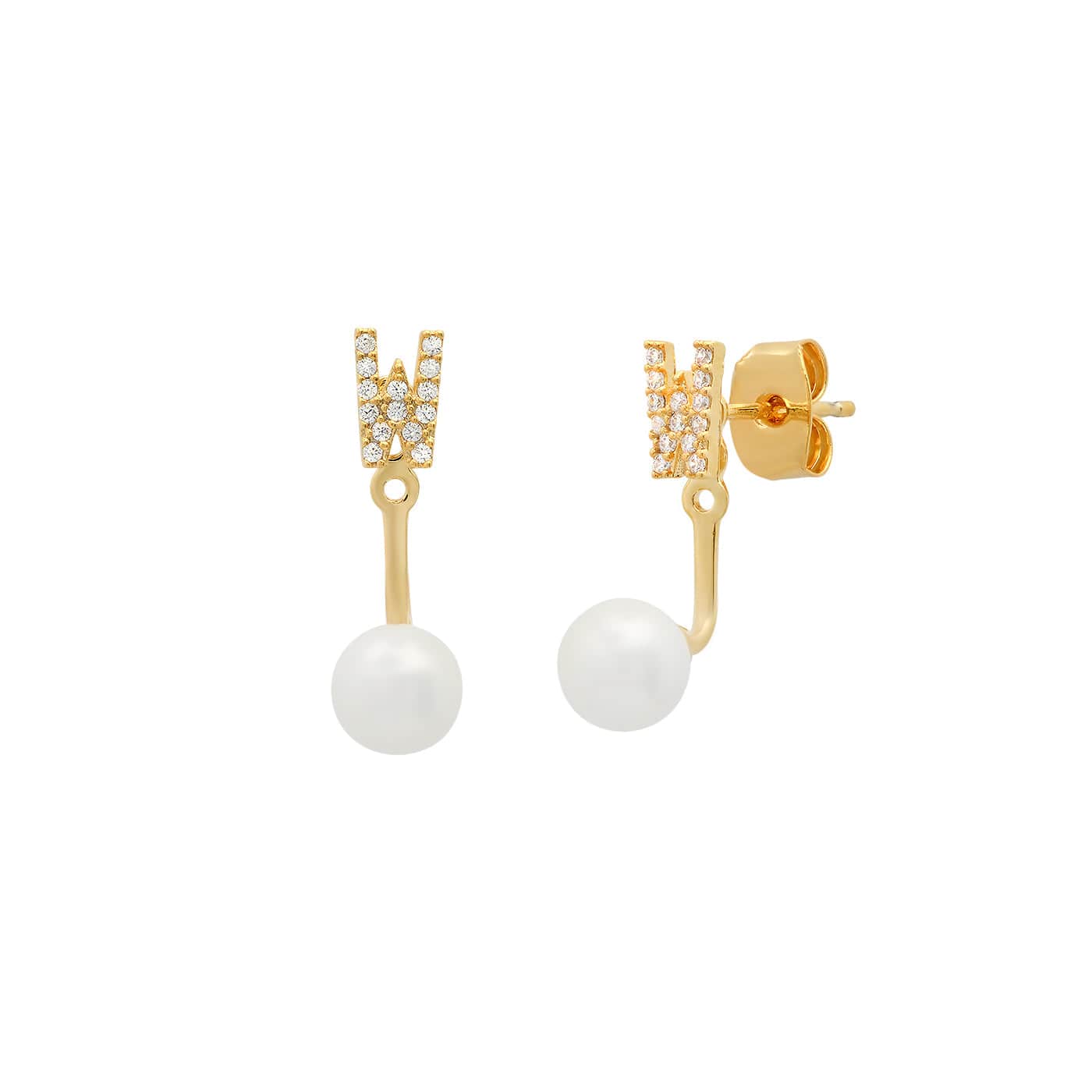 Pearl And CZ Monogram Ear Jacket - Image 25