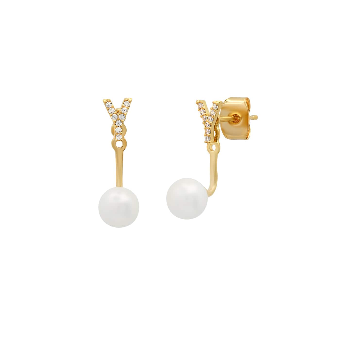 Pearl And CZ Monogram Ear Jacket - Image 27