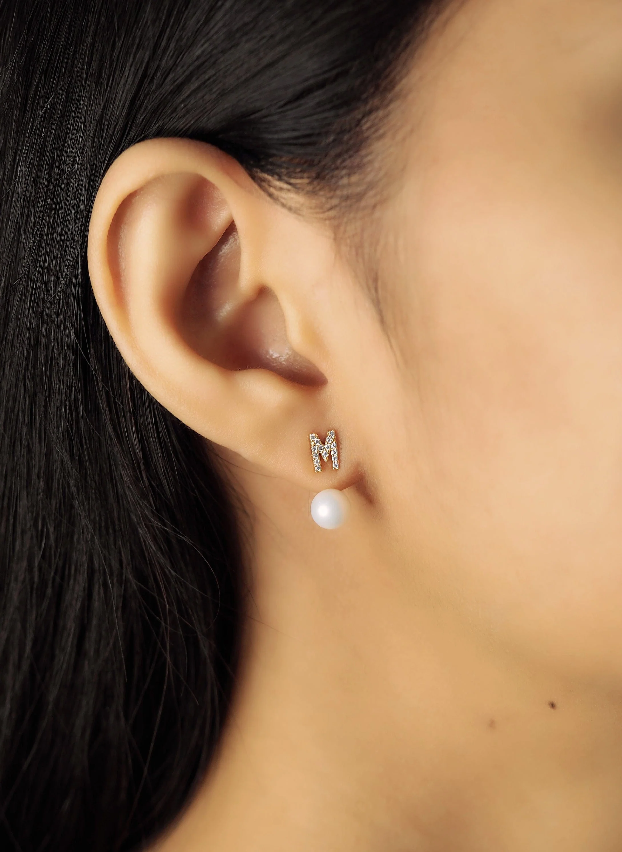 Pearl And CZ Monogram Ear Jacket - Image 29