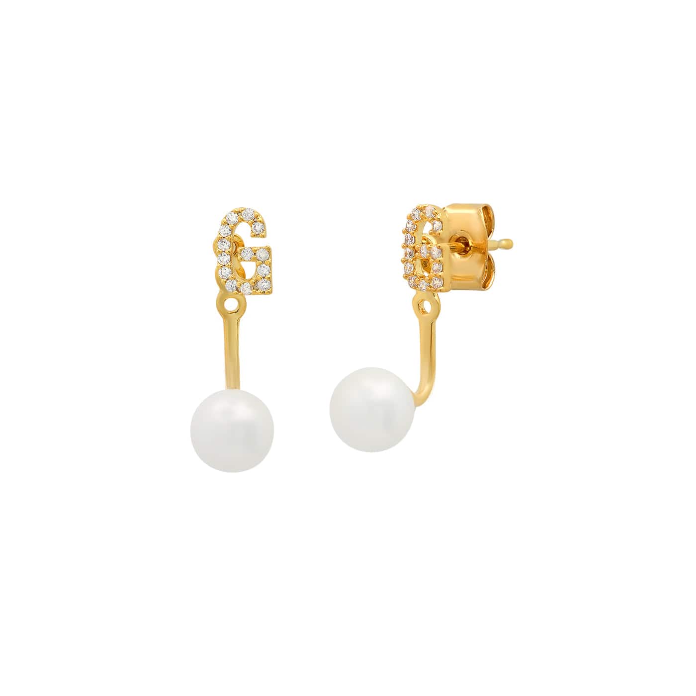 Pearl And CZ Monogram Ear Jacket - Image 9