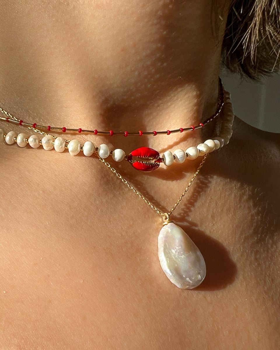Cowrie Pearl Beaded Necklace - Image 2