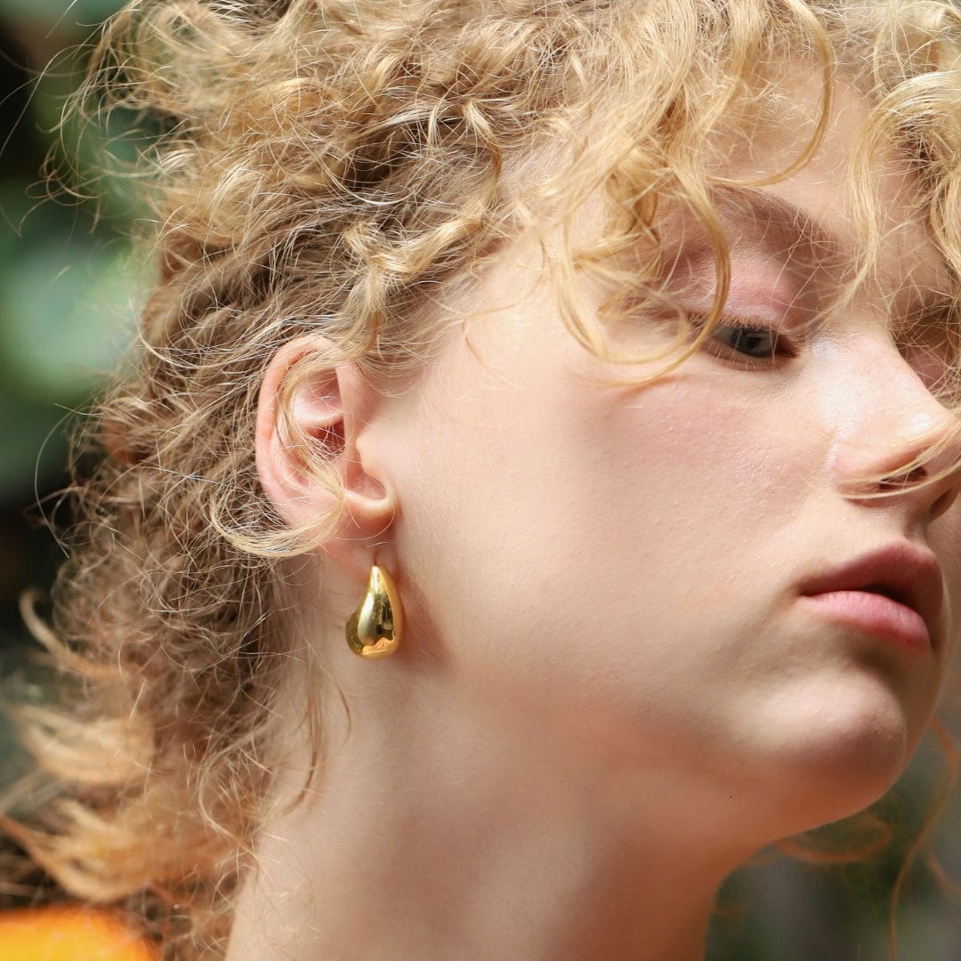 Puffy Teardrop Gold Huggie - Image 2