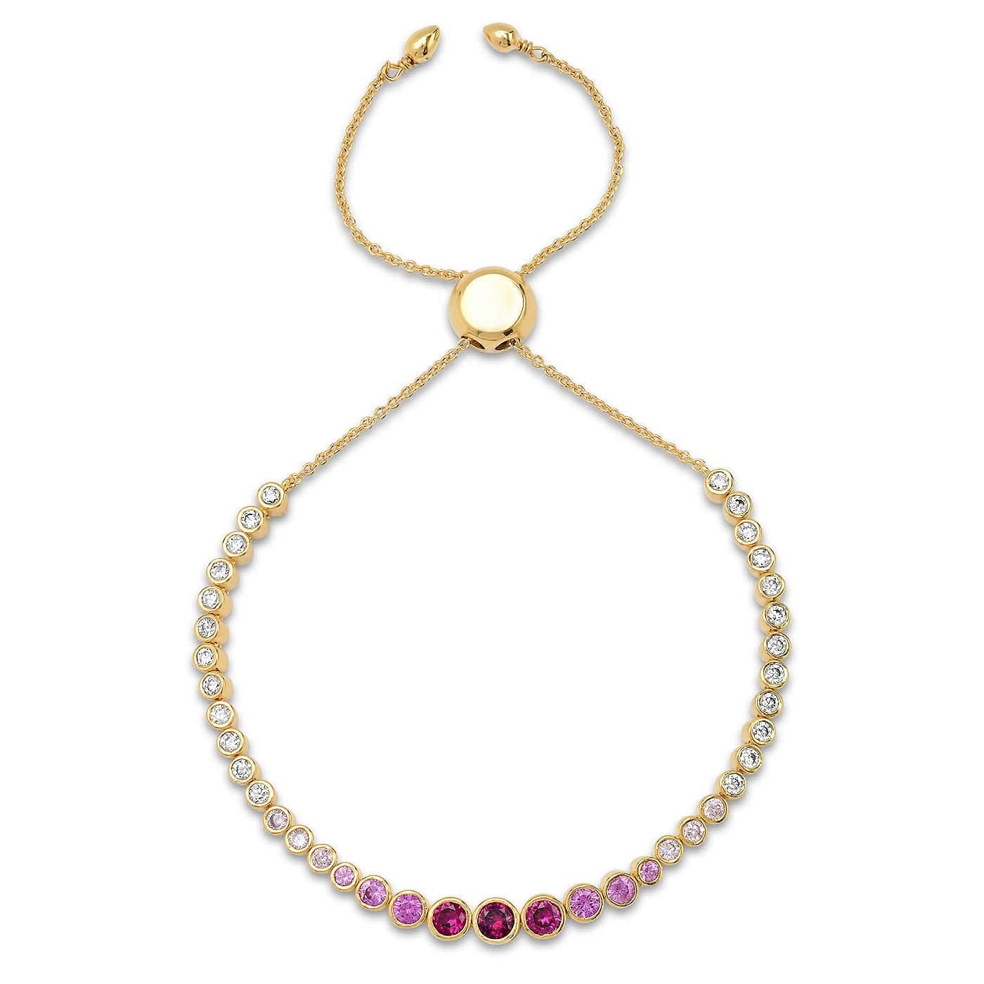 Red Graduated Stone Gold Bolo Bracelet