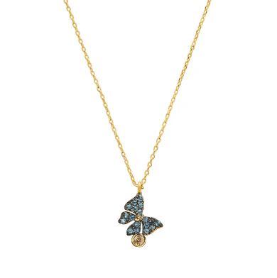 Glittering Butterfly Pendant Necklace