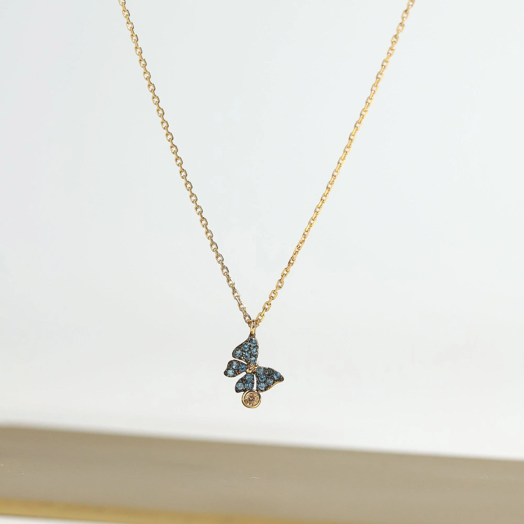 Glittering Butterfly Pendant Necklace - Image 3