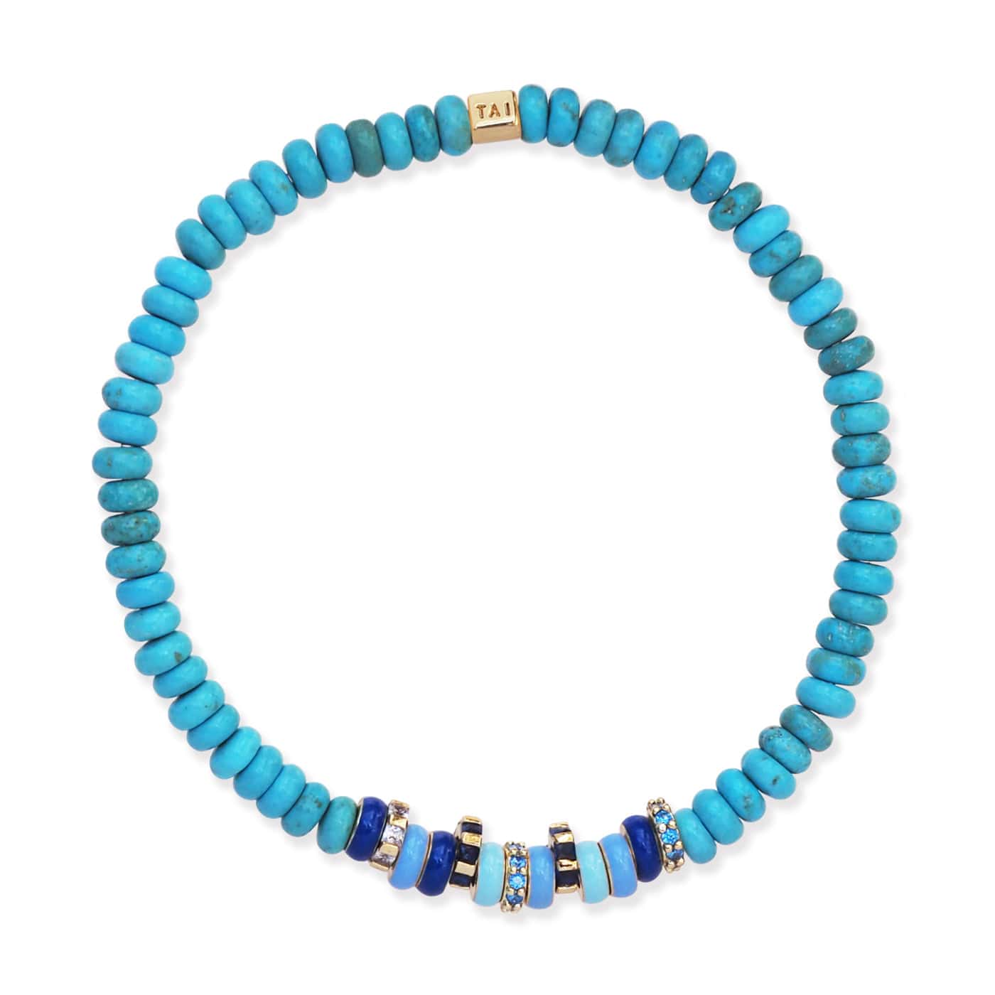 Semi-Precious Stretch Bracelet with Colored and CZ Rondelles - Image 4