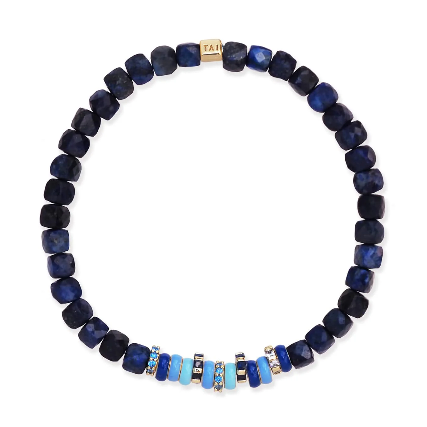 Semi-Precious Stretch Bracelet with Colored and CZ Rondelles - Image 4