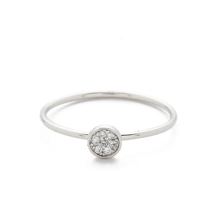 Silver CZ Disc Accent Ring