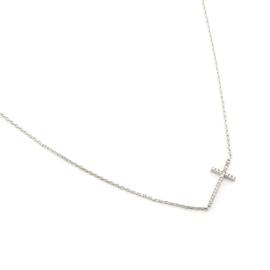 Minimalist CZ Cross Pendant Necklace - Image 3