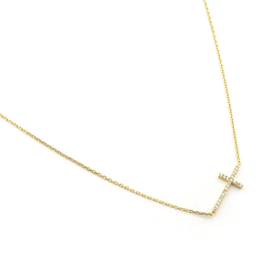 Minimalist CZ Cross Pendant Necklace - Image 4