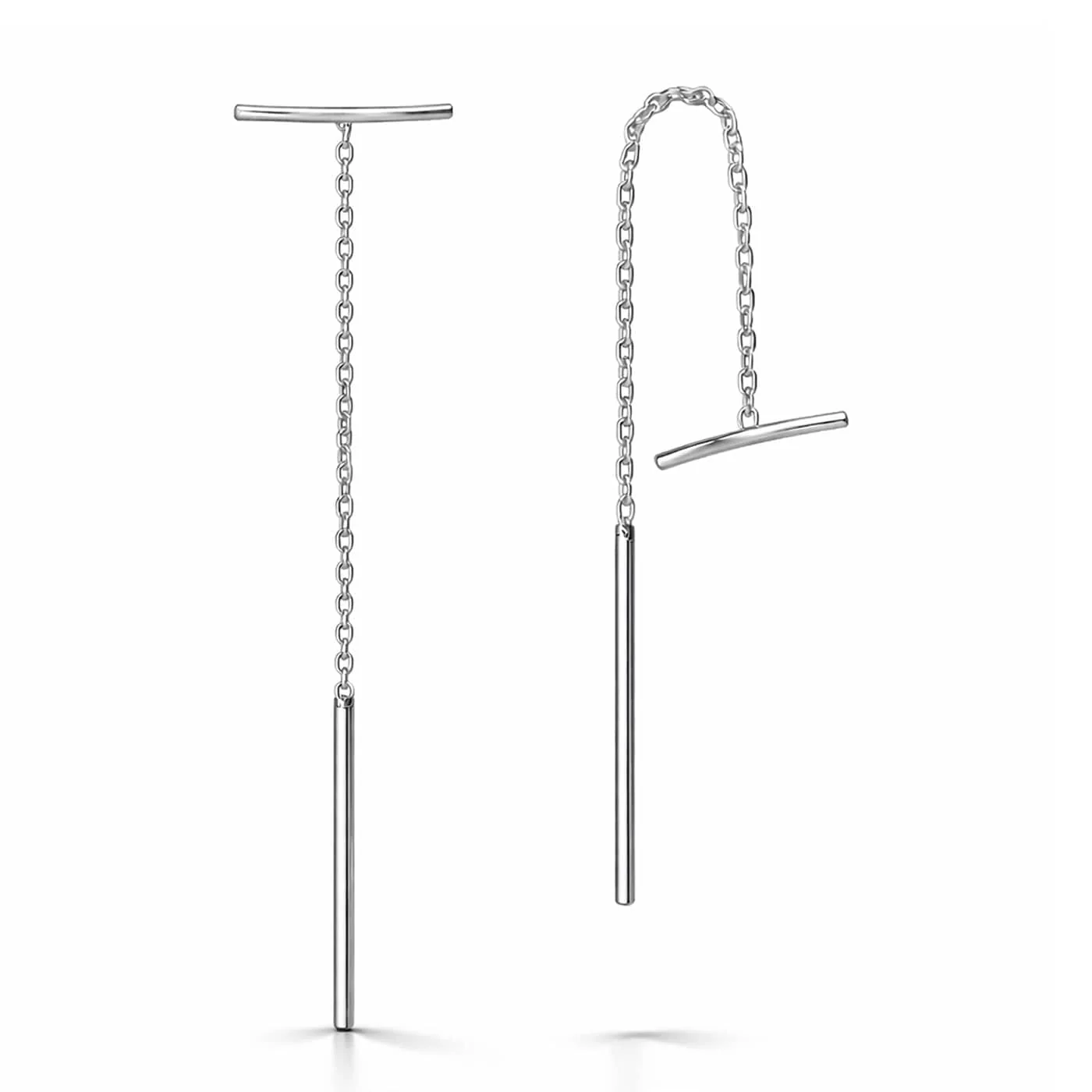 Simple Curved Bar Threader Earrings - Image 4