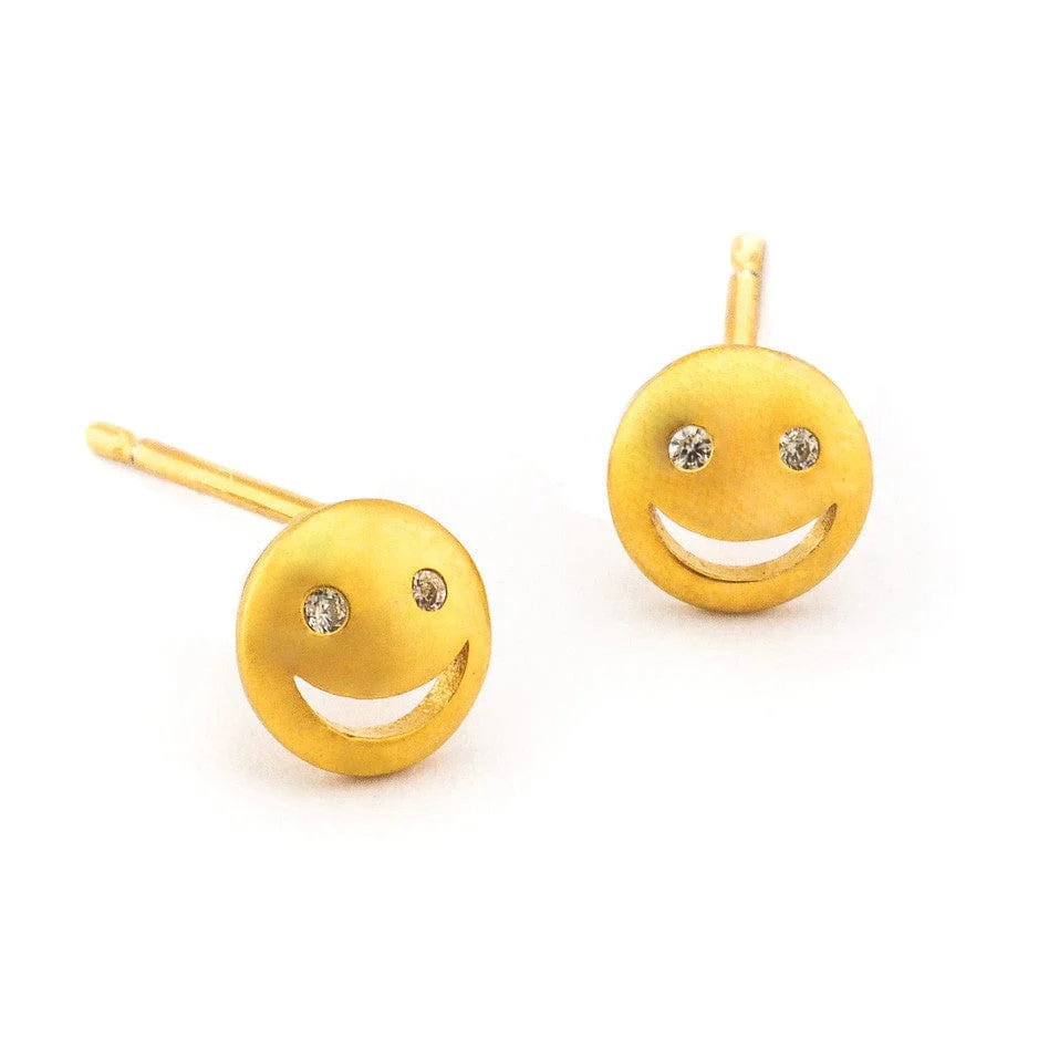 Simple Gold Smiley Face Post Earring