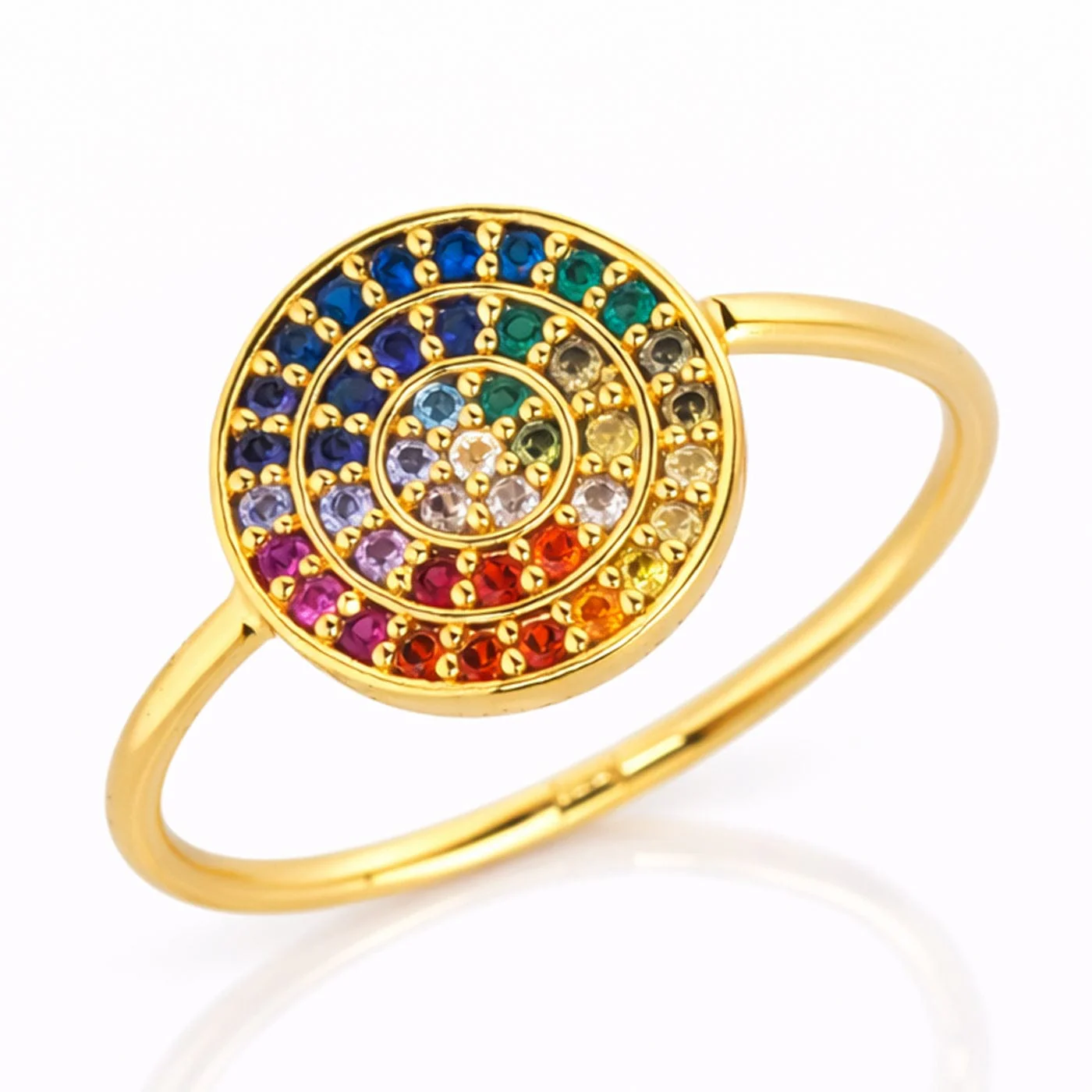 Rainbow Pave Disc Ring