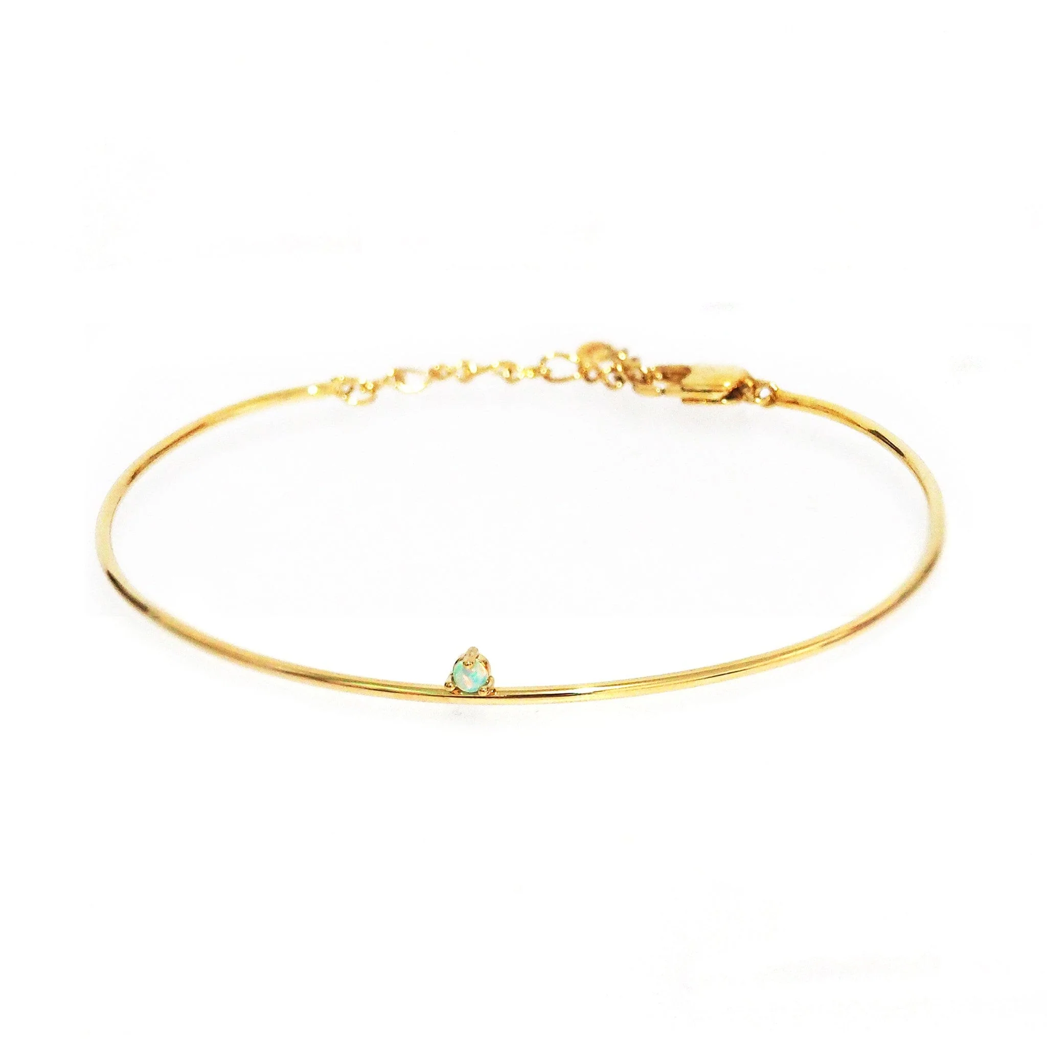 Tiny Stone Bangle with Chain Closure