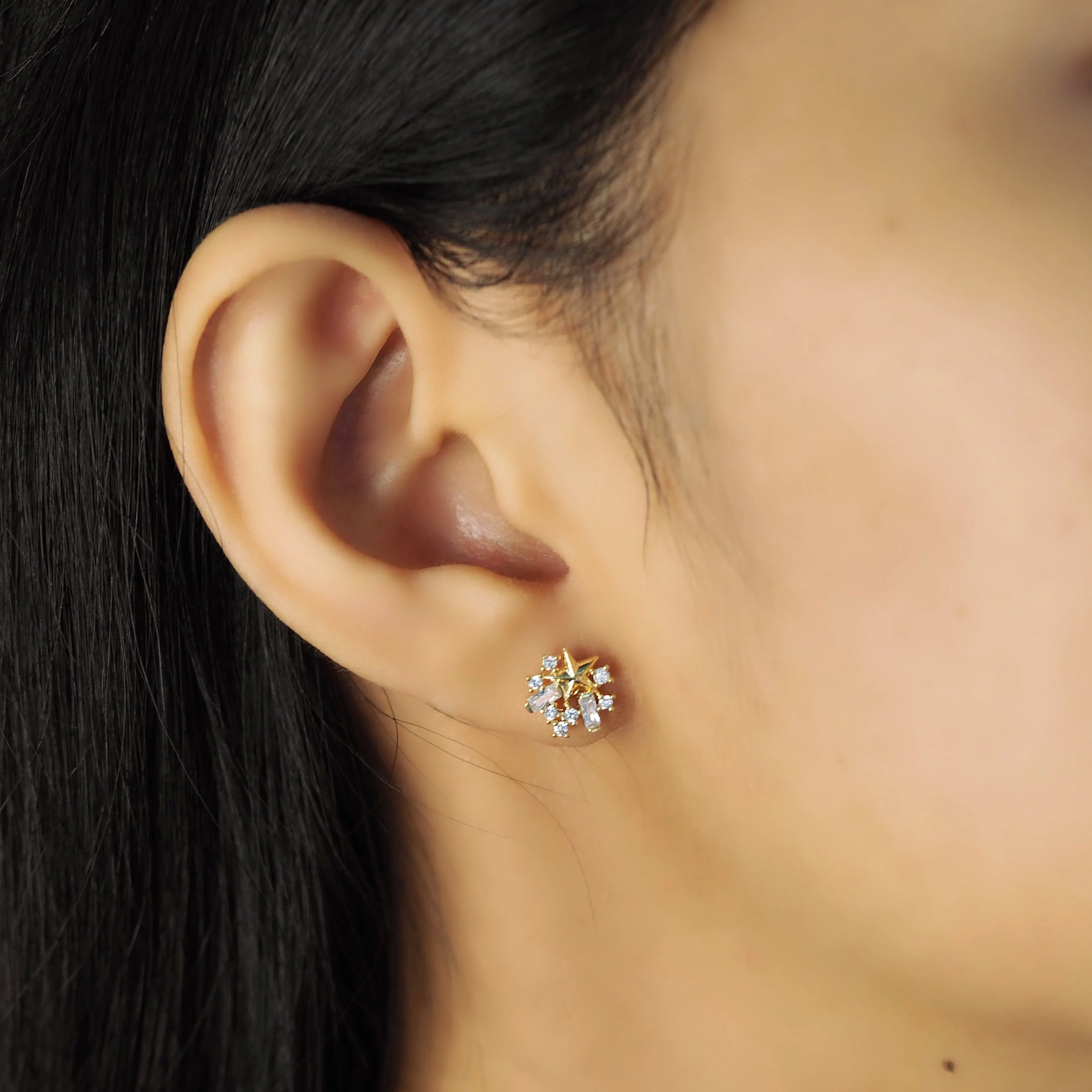 Golden Star Baguette CZ Clusters - Image 2