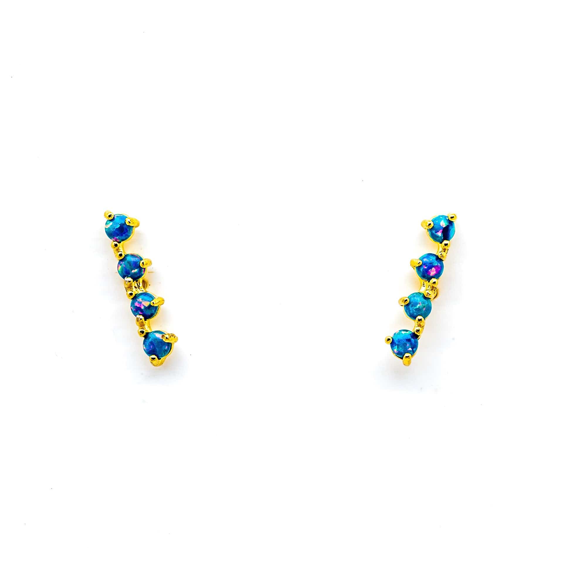 Blue Opal Stone Crawler Earrings