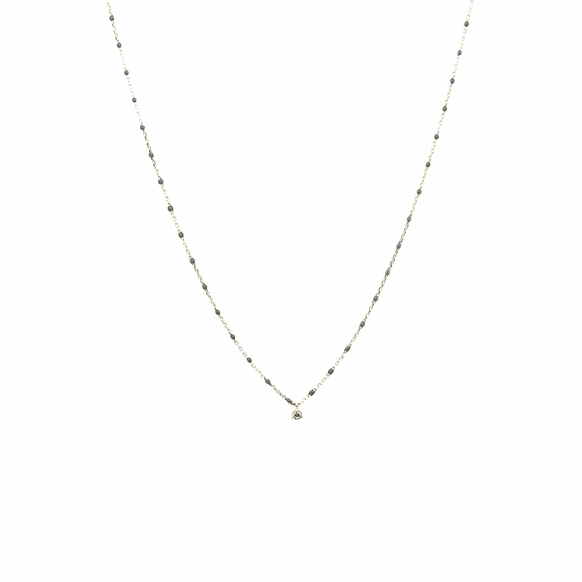 Sterling Silver Enamel Beaded Necklace With CZ