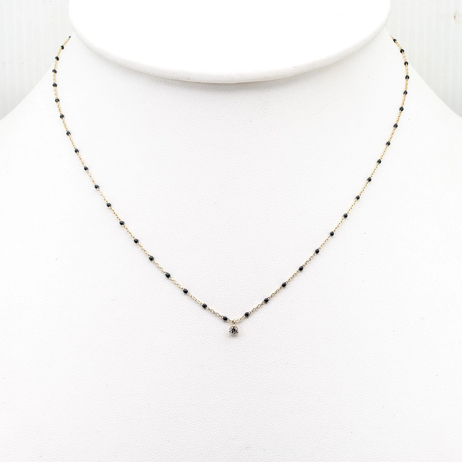 Sterling Silver Enamel Beaded Necklace With CZ - Image 2